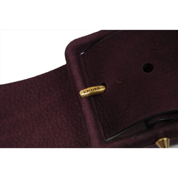 Gucci Womens Wide Belt Size 75 | 30 Purple Leather Gold Hardware Stud Buckle - Picture 12 of 15